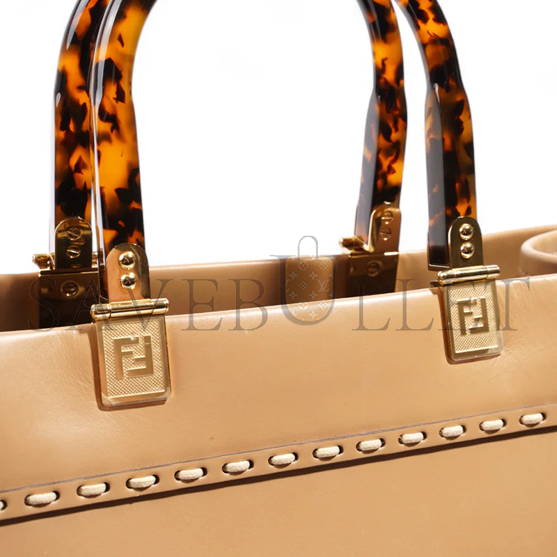 F**di beige leather and python medium sunshine shopper tote (36*31*12cm)